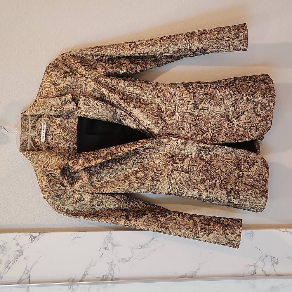 Alice + Olivia Gold Paisley Suit Set, Size 0